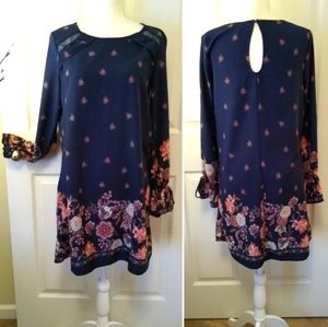 XHILARATION blue floral tunic dress. Size XS